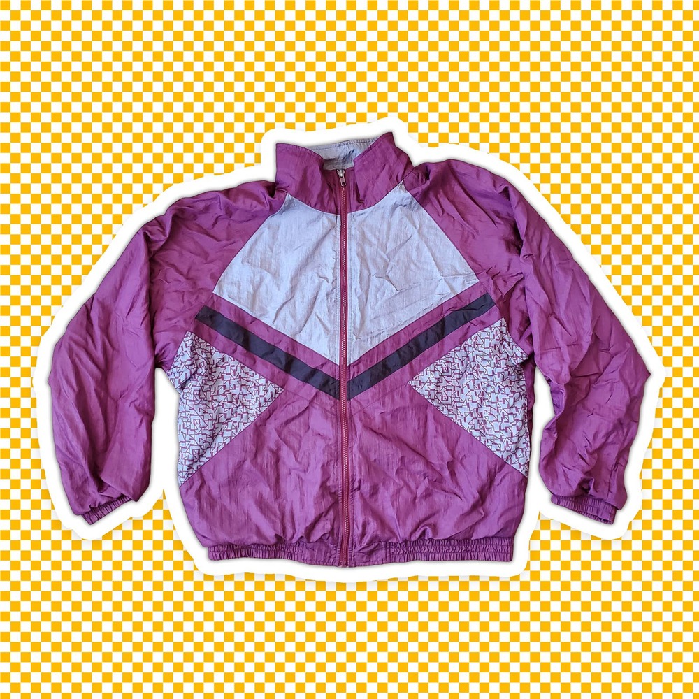Lavon Sports Wear Mens Burgundy and Gray Windbreaker Jacket Sz L